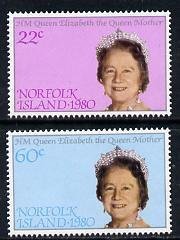 NORFOLK ISLAND - 1980 - Queen Mother - Perf 2v Set - Mint Never Hinged