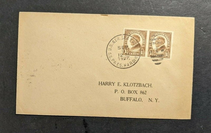 1927 SS President Harding USTP Sea Post Cover to Buffalo NY