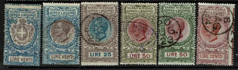 Italy 6 Tassa Lusso E Scambi 1921 Stamps, all singles, see notes - S6087