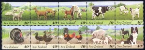 New Zealand Sc# 1292a MNH Booklet Pane/10 1995 Farm Animals
