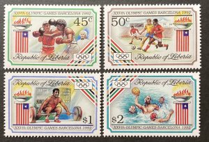 Liberia 1992 #1151-4, 1992 Olympics, MNH, CV $12.35