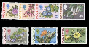 Bermuda #322-328 Cat$33.50, 1975 Flowers, complete set, never hinged