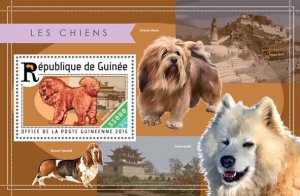 Dogs Stamps Guinea 2015 MNH Tibetan Mastiff Basset Hound Dog 1v S/S