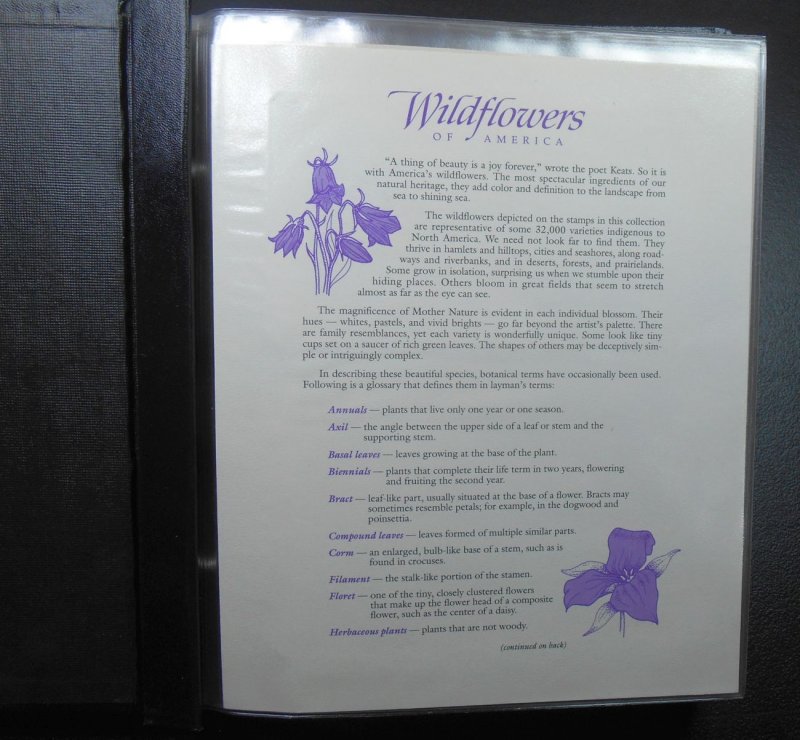 1992 WILDFLOWERS 50 States Sc 2647-2696 set of 50 FDCs with PCS pages album