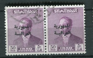 IRAQ; 1958 Republic Optd. on 1957 Faisal II issue fine used 50fl. pair