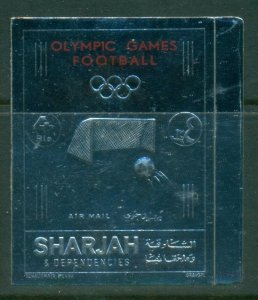 Sharjah 1972 Mi#1051B Summer Olympics Munich, soccer, Football Red Opt Silver...