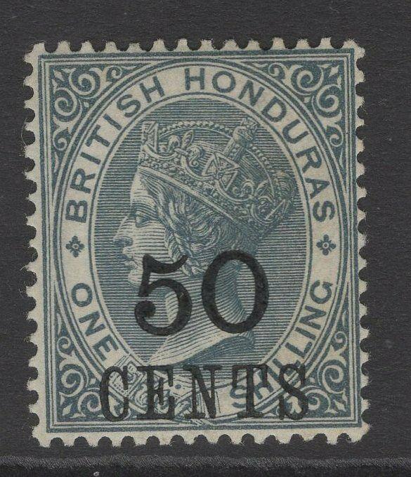 BRITISH HONDURAS SG42 1888 50c on 1/- GREY MTD MINT