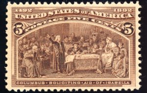 US 234 5c 1893 Columbus Soliciting Aid from Queen Isabella VF NH