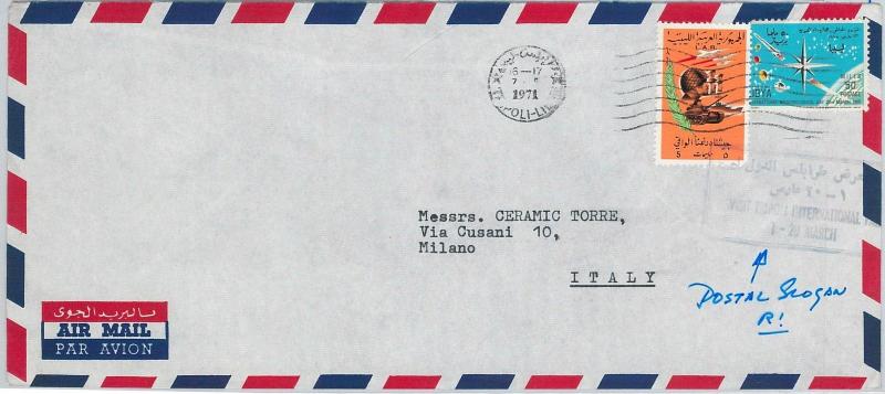 61182  -  LIBYA - POSTAL HISTORY -  COVER to ITALY 1971 -  SPACE Astro