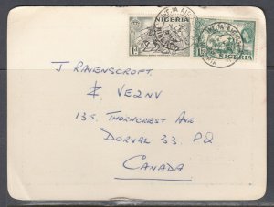 Nigeria - Oct 5. 1957 Ikeja Air Port Card to Canada