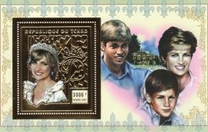 Chad 1997 PRINCESS DIANA GOLD FOIL s/s Perforated Mint (NH)