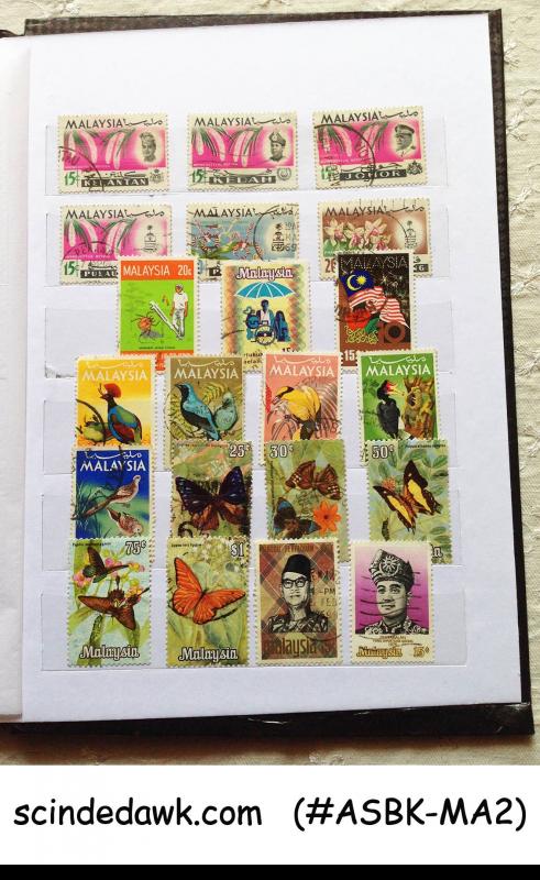 COLLECTION OF MALAYSIA STAMPS FROM 1953 IN SMALL STOCK BOOK - 140 STAMPS