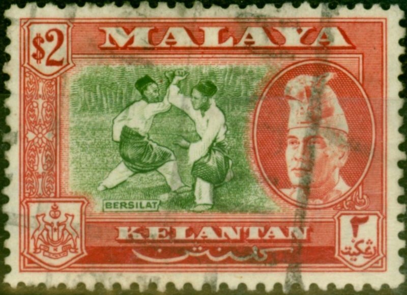 Kelantan 1957 $2 Bronze-Green & Scarlet SG93 Good Used