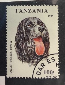 Tanzania 1993 Scott 1148 CTO - 100sh, Dog,  English Springer Spaniel