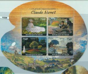 1528 - NIGER, ERROR, 2014 MISSPERF SHEET: Claude Monet, Art