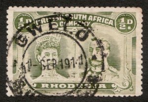 1910 Rhodesia Sc #101a, Half Penny, Queen Mary and King George V. Used stamp