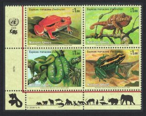 UN Geneva Frog Chameleon Boa snake Block of 4 2006 MNH SC#453-456