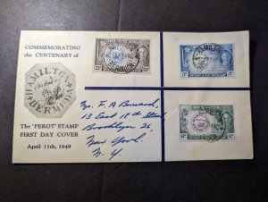 1949 Registered British Bermuda First Day Cover FDC Hamilton to Brooklyn NY USA