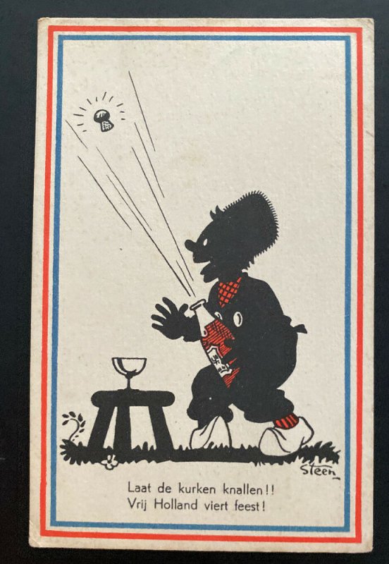 1946 Utrecht Netherlands Patriotic Postcard Cover Holland Is Free Bring The Wine 