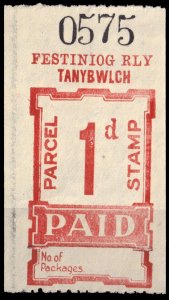 GB / Wales - FESTINIOG RAILWAY Parcel Stamp 1d (Tanybwlch) - Mint -a