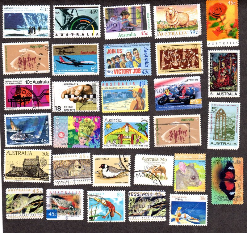 Australia, Lot of 50 used stamps, CV = $ 12.50  Lot 220360 -06