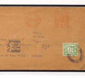 AO23 1934 GB Scotland *Inchinnan* Undelivered Cover 1/2d CHARGE MARK Postage Due