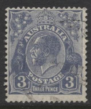 Australia - Scott 72a - KGV Head -1926 - FU - Wmk 203 - Die I -  3p Stamp3