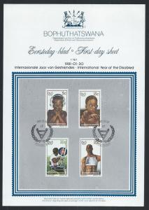 BOPHUTHATSWANA SC# 68-71 1ST DAY SHEET 1.16.1 FVF/CTO 