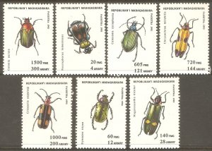 MALAGASY Sc# 1216 - 1222 MNH FVF Set of 7 Insects Beetles
