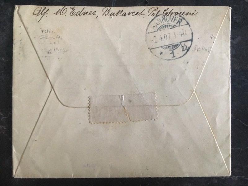 1907 Bucharest Romania Cover To Hannover Germany Stamp # 181