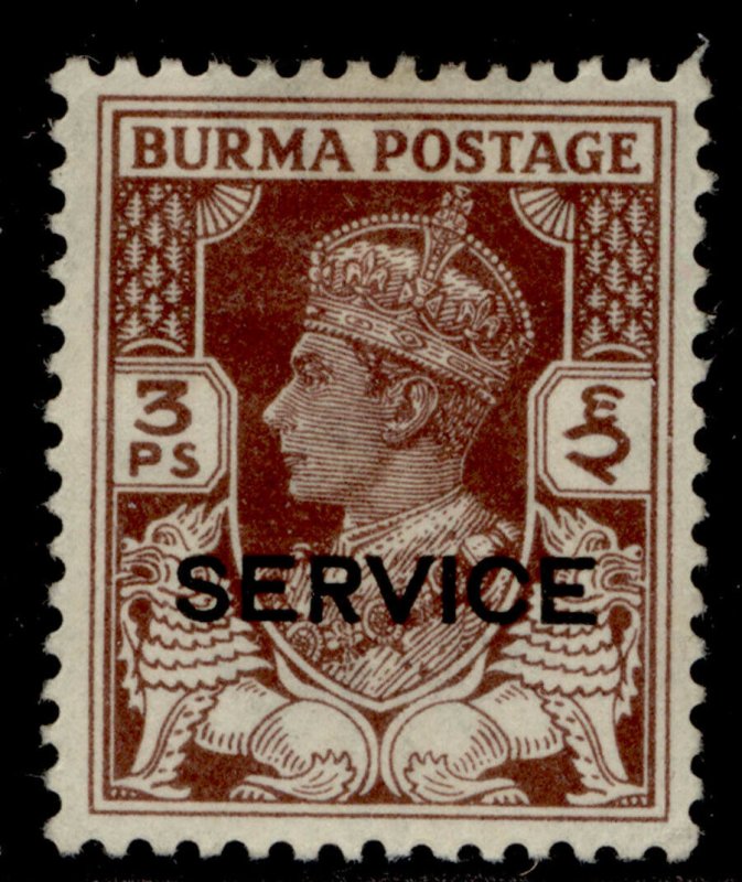 BURMA GVI SG O28, 3p brown, M MINT.