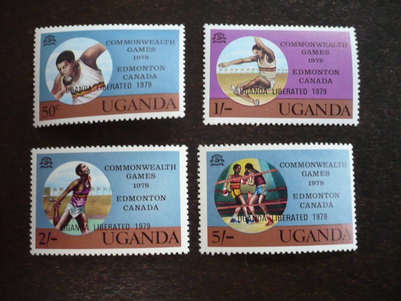 Stamps - Uganda - Scott# 249-252- Mint Never Hinged Set of 4 Stamps/Overprinted