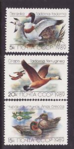 Russia-Sc#5783-5- id5-unused NH set-Birds-Ducks-1989-