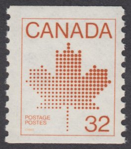 Canada - #951  32c Maple Leaf Coil  - MNH
