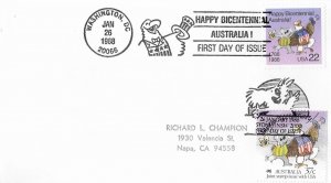 1988 FDC, #2370, 22c Australia Bicentennial, no cachet - dual issue w/Australia