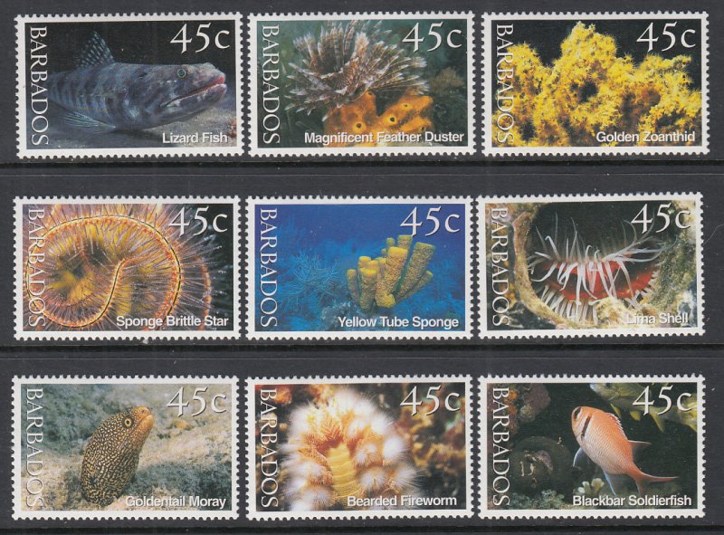 Barbados 1005a-1005i Marine Life Singles MNH VF