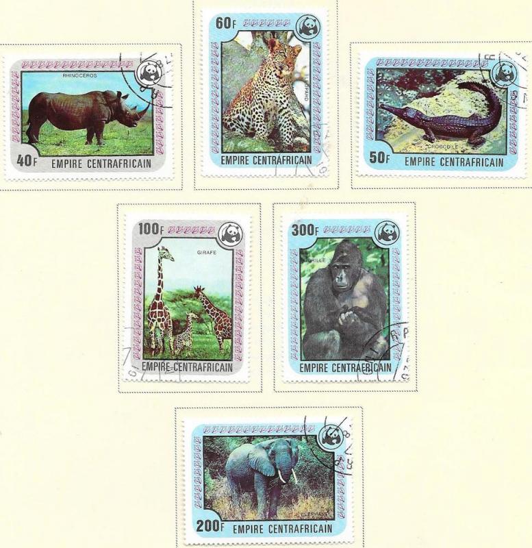 Central African Republic #323-328  Animals (U) CV$5.35