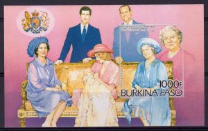 Burkina Faso 1985 Sc#707 Queen Mother/Princess Diana S/S IMPERF. MNH