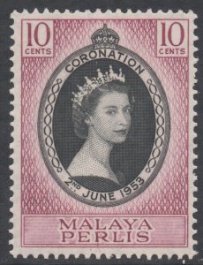 Malaya Perlis Scott 28 - SG28, 1953 Coronation 10c MH*