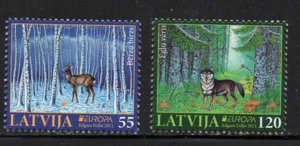 Latvia Sc 779-80 2011 Wild Animals stamp set mint NH