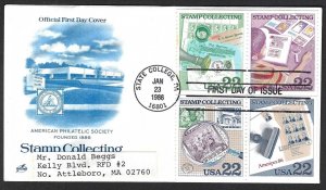 United States Sc #2201a Artcraft Cachet FDC: Stamp collecting, 22c 1986