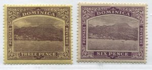 Dominica 1909 3d and 6d mint o.g. hinged