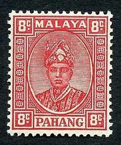 Pahang SG36 8c Scarlet Thin Striated paper M/M Cat 16 pounds