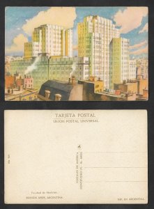 SE)1990 ARGENTINA, POSTCARD FACULTY OF MEDICINE, BUENOS AIRES, LARGE BUILDINGS,