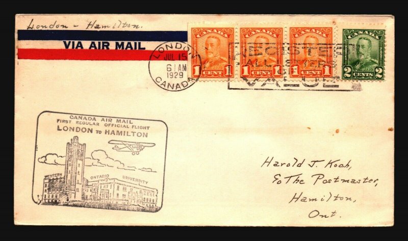 Canada 1929 FFC London to Hamilton - Z17396