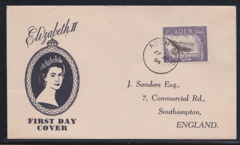 Aden # 62, Queen Elizabeth's Royal Visit, First Day Cover