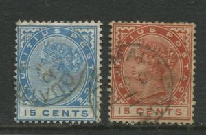 Mauritius - Scott 80-81 - QV Definitive Issue -1885- FU- 2 Single Stamps