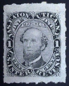 Scott #RO74d - 1c Black - Wmk 191R - Rouletted - Jas. Eaton