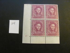 GERMANY 1949 MNH  SC B310 CORNER MARGIN BLOCK XF NICE (130)