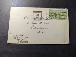 1937 Australia Cover Melbourne Victoria to Vancouver BC Canada